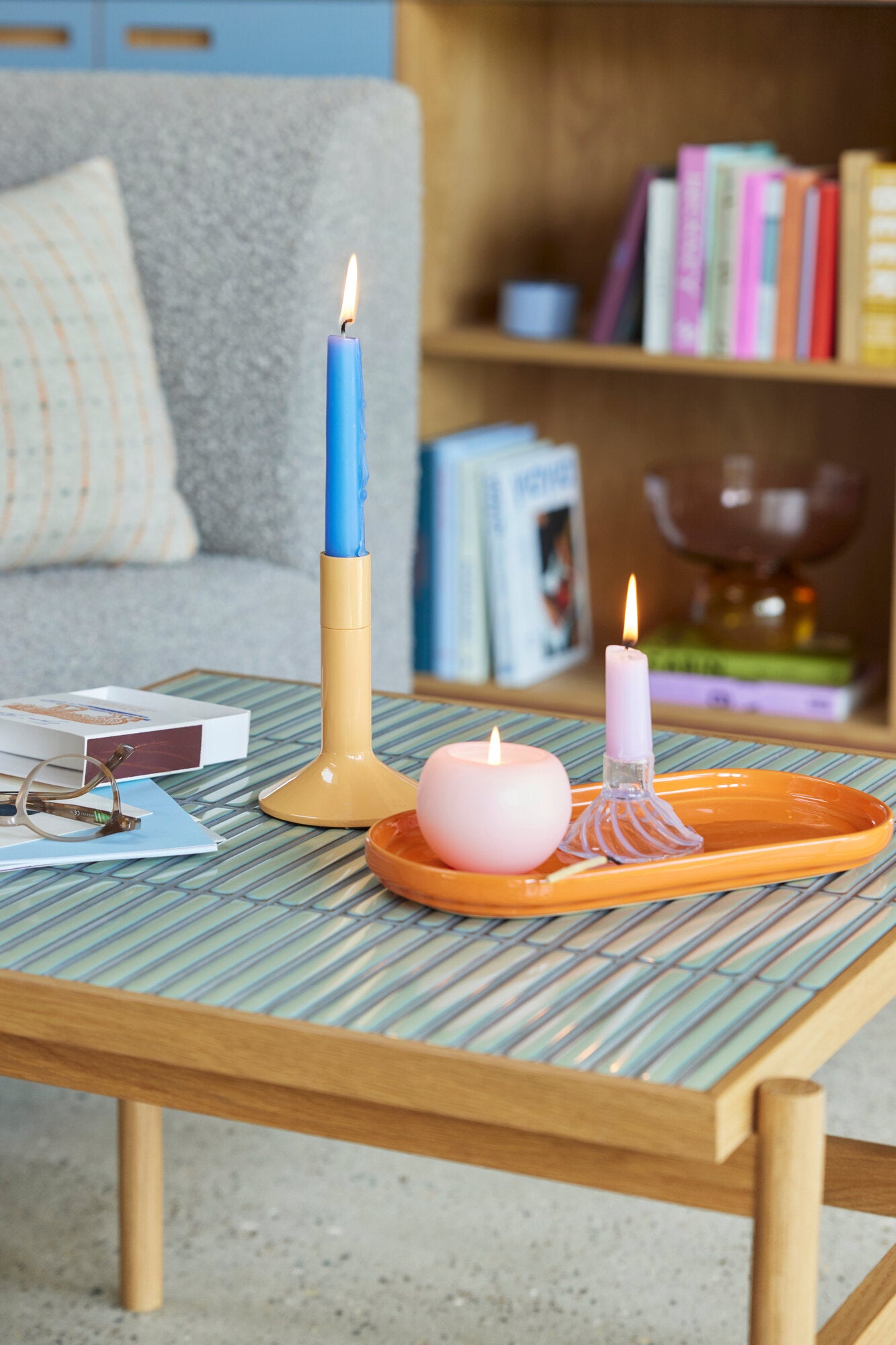 Tile sofabord, Mint/Natur - 61x66 cm